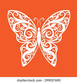 Patterned twisted butterfly on orange