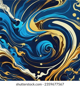 Patterned vector marble design in shades of blue yellow you can change colors