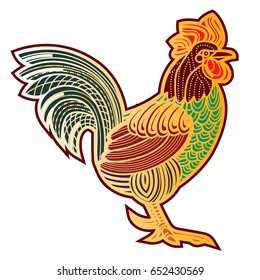 Patterned vector rooster - african indian totem tattoo design for t-shirt bag postcard poster and so on.