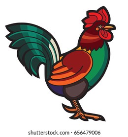 Patterned vector rooster - totem mascot tattoo design for t-shirt bag postcard poster and so on.