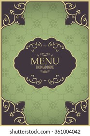 Patterned vintage restaurant menu label retro classic style
