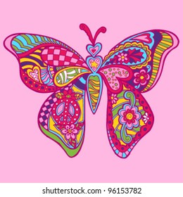 Patterned Whimsical Butterfly (Hand Drawn)