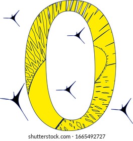 Patterned yellow number 0 Logo Design template