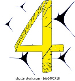 Patterned yellow number 4 Logo Design template 