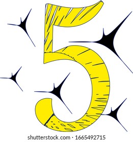 Patterned yellow number 5 Logo Design template 