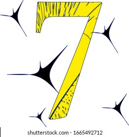 Patterned yellow number 7 Logo Design template 