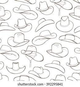 Pattern-filled cowboy hats of the lines on a white background