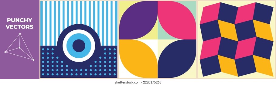 Patterns and abstract design. Punchy vector set concept. Colored flat graphic vector illustration isolated.