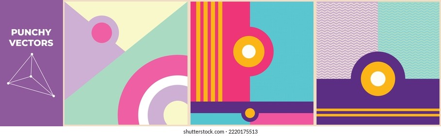 Patterns and abstract design. Punchy vector set concept. Colored flat graphic vector illustration isolated.