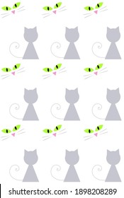 patterns with abstract gray cats and eyes