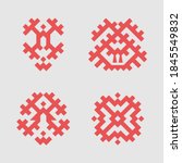 Patterns based on Khanty-Mansi Siberian folk ornaments set