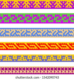 Patterns based on Khanty-Mansi Siberian folk ornaments set