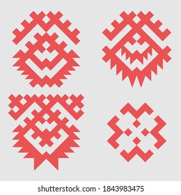 Patterns based on Khanty-Mansi Siberian folk ornaments set