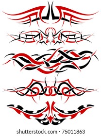 Patterns of black and red tribal tattoo for design use