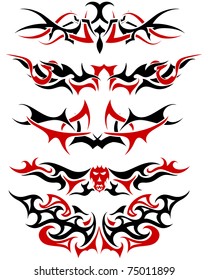Patterns of black and red tribal tattoo for design use
