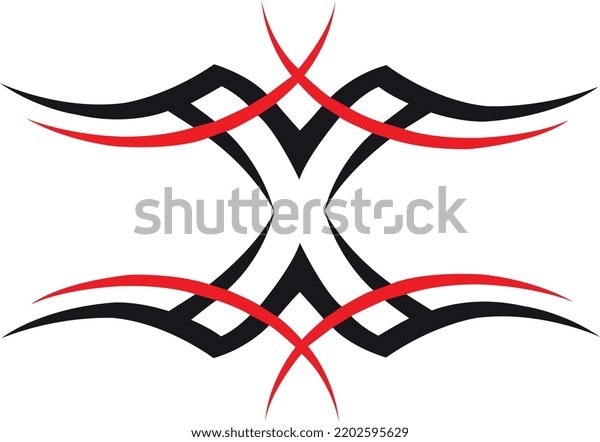 Patterns Black Red Tribal Tattoo X Stock Vector Royalty Free   Patterns Black Red Tribal Tattoo 600w 2202595629 