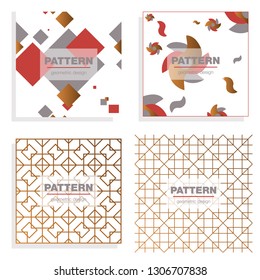 Patterns. Boho Backgrounds. Square and round design elements. Vector illustration for wallpaper print, linen fabric. Ethnic textile graphic.