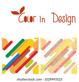 Patterns with bright, discolored spots on a white background with a texture and without it and with the inscription Color in Design.