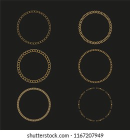 Patterns of chains in the form of circles. Gold jewelry. Vector illustration