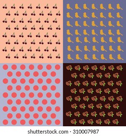 patterns cherry birds circles roses