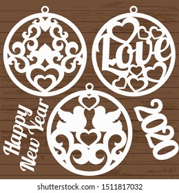 Patterns of Christmas ornaments for laser cutting.