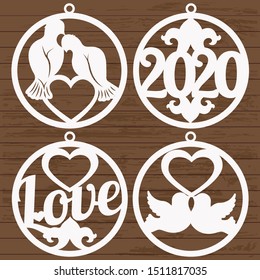 Patterns of Christmas ornaments for laser cutting.