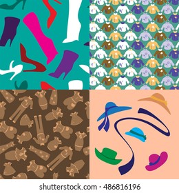 Patterns with clothes shoes and accessories