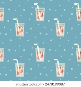 Patterns with cocktails. Illustration of festive drinks in different types of glasses with decoration.Patterns with soft and alcohol drinks. 