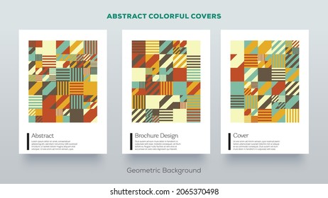Patterns collection. Abstract geometric covers background.