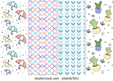 Patterns collection pastel color. Vector illustration EPS 10