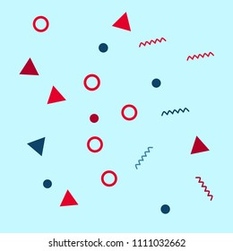 patterns with colorful basic shapes on white background. Pattern of multi-colored vector illustration