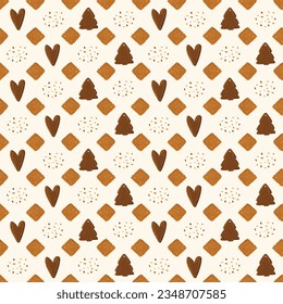 Patterns with Cookies.New Year's gingerbread . Great for wallpaper, backgrounds, packaging, fabric, scrapbook