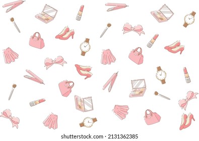 Patrones de cosméticos y objetos de moda.