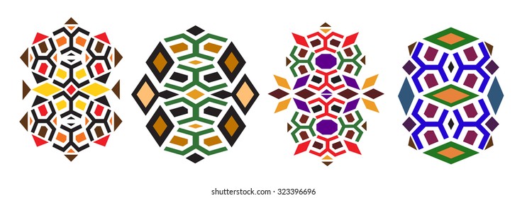 Patterns to create the turtles, African and ethnic motives, solar, star fantasy abstract patterns for icon, logo, background, printing, card, decoration