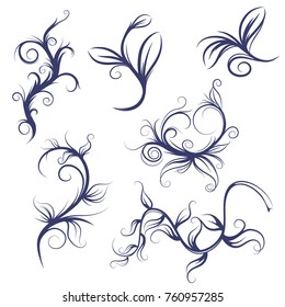 patterns and curls, isolated on white background, vector