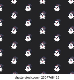 Patterns with Cute Ghosts. Helloween pattern. 