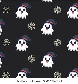 Patterns with Cute Ghosts. Helloween pattern. 