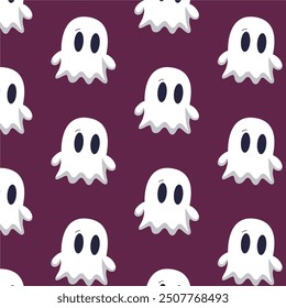 Patterns with Cute Ghosts. Helloween pattern. 