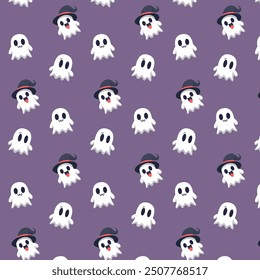 Patterns with Cute Ghosts. Helloween pattern. 