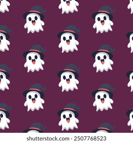 Patterns with Cute Ghosts. Helloween pattern. 