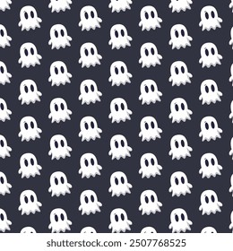 Patterns with Cute Ghosts. Helloween pattern. 