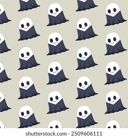 Patterns with Cute Ghosts. Helloween pattern. 