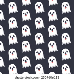 Patterns with Cute Ghosts. Helloween pattern. 