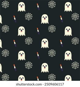 Patterns with Cute Ghosts. Helloween pattern. 