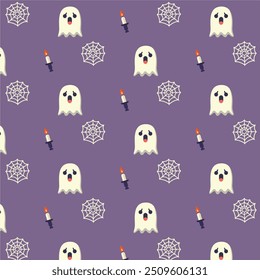 Patterns with Cute Ghosts. Helloween pattern. 