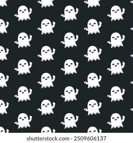 Patterns with Cute Ghosts. Helloween pattern. 
