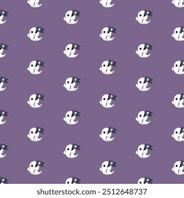 Patterns with Cute Ghosts. Helloween pattern. 