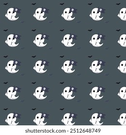 Patterns with Cute Ghosts. Helloween pattern. 