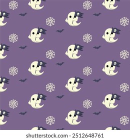 Patterns with Cute Ghosts. Helloween pattern. 