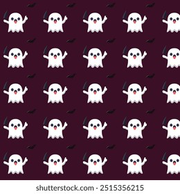 Patterns with Cute Ghosts. Helloween pattern. 